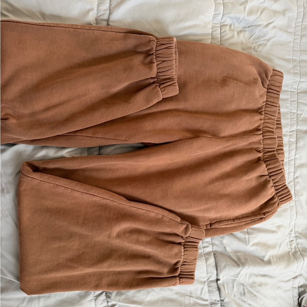 Rust Brown Elastic Waist Sweatpants